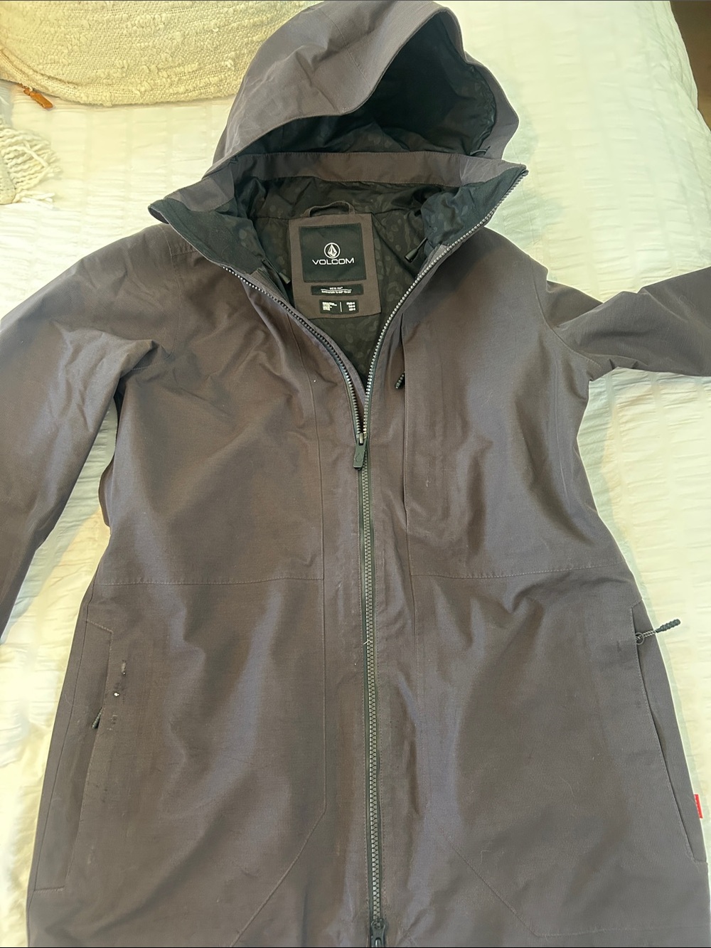 Volcom Women's Hooded Trench Coat in Dark Gray